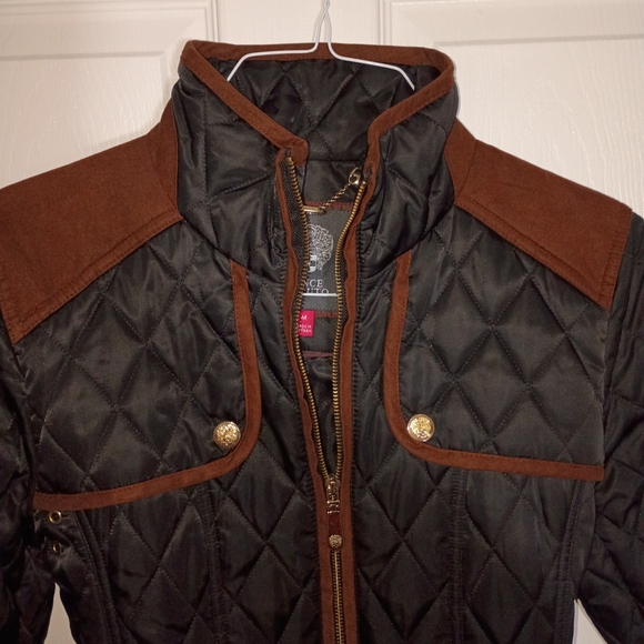 Vince Camuto Black and Brown Quilted Utility Jacket - Picture 2 of 7